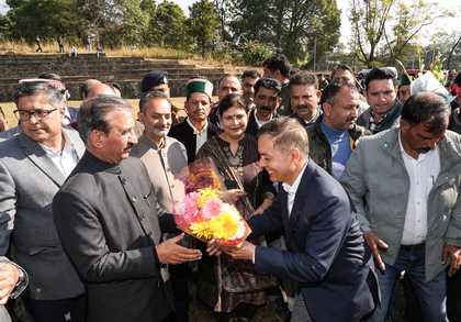 Himachal CM lays foundation stone of heliport in Palampur | Himachal CM lays foundation stone of heliport in Palampur Himachal CM lays foundation stone of heliport in Palampur | Himachal CM lays foundation stone of heliport in Palampur