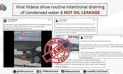 Ministry of Defence exposes 'fake' news linked to LCA Tejas show in Dubai | Ministry of Defence exposes 'fake' news linked to LCA Tejas show in Dubai Ministry of Defence exposes 'fake' news linked to LCA Tejas show in Dubai | Ministry of Defence exposes 'fake' news linked to LCA Tejas show in Dubai