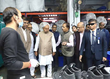 Nitish Kumar inspects industrial area in Bihar's Hajipur, directs officials on industries expansion | Nitish Kumar inspects industrial area in Bihar's Hajipur, directs officials on industries expansion