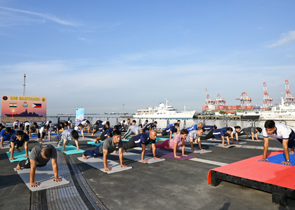 INS Sahyadri crew holds joint yoga session with Philippine Navy in Manila | INS Sahyadri crew holds joint yoga session with Philippine Navy in Manila