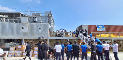 Op Sagar Bandhu: INS Sukanya carrying relief material arrives in Sri Lanka's Trincomalee | Op Sagar Bandhu: INS Sukanya carrying relief material arrives in Sri Lanka's Trincomalee