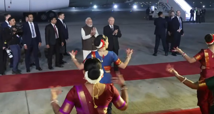Russian President Vladimir Putin arrives on two-day State Visit, received by PM Modi at airport | Russian President Vladimir Putin arrives on two-day State Visit, received by PM Modi at airport