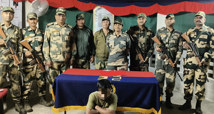 BSF apprehends smuggler along India-B'desh border; seizes gold valued at over Rs 5.47 crore | BSF apprehends smuggler along India-B'desh border; seizes gold valued at over Rs 5.47 crore