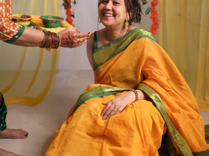 Roopal Tyagi wore saree from Coimbatore’s Linga Bhairavi temple for haldi ceremony | Roopal Tyagi wore saree from Coimbatore’s Linga Bhairavi temple for haldi ceremony Roopal Tyagi wore saree from Coimbatore’s Linga Bhairavi temple for haldi ceremony | Roopal Tyagi wore saree from Coimbatore’s Linga Bhairavi temple for haldi ceremony