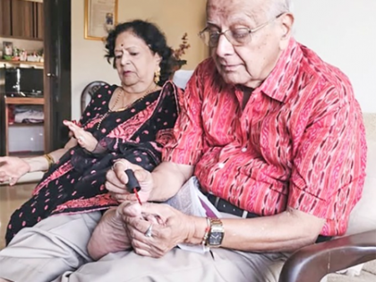 Shriya Pilgaonkar shares pictures of grandfather applying nail paint on grandmother's feet | Shriya Pilgaonkar shares pictures of grandfather applying nail paint on grandmother's feet Shriya Pilgaonkar shares pictures of grandfather applying nail paint on grandmother's feet | Shriya Pilgaonkar shares pictures of grandfather applying nail paint on grandmother's feet
