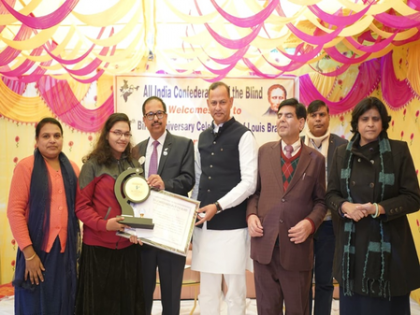 On Braille Day, Delhi Minister Ravinder Indraj honours visually impaired students | On Braille Day, Delhi Minister Ravinder Indraj honours visually impaired students On Braille Day, Delhi Minister Ravinder Indraj honours visually impaired students | On Braille Day, Delhi Minister Ravinder Indraj honours visually impaired students