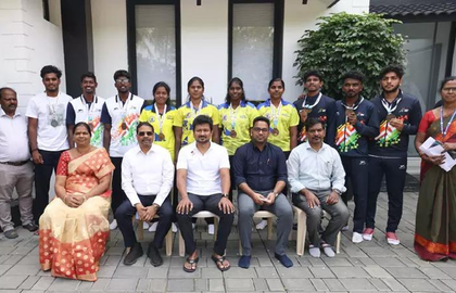 TN beach volleyball medalists felicitated by Deputy CM Udhayanidhi Stalin | TN beach volleyball medalists felicitated by Deputy CM Udhayanidhi Stalin TN beach volleyball medalists felicitated by Deputy CM Udhayanidhi Stalin | TN beach volleyball medalists felicitated by Deputy CM Udhayanidhi Stalin