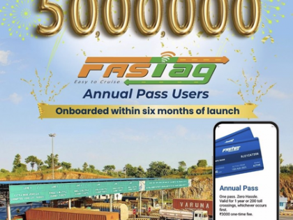 FASTag Annual Pass surpasses 50 lakh users, Chandigarh leads in terms of usage: Govt | FASTag Annual Pass surpasses 50 lakh users, Chandigarh leads in terms of usage: Govt FASTag Annual Pass surpasses 50 lakh users, Chandigarh leads in terms of usage: Govt | FASTag Annual Pass surpasses 50 lakh users, Chandigarh leads in terms of usage: Govt