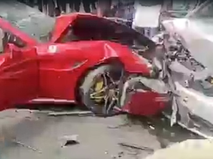 Three injured as speeding Ferrari runs amok in Hyderabad | Three injured as speeding Ferrari runs amok in Hyderabad Three injured as speeding Ferrari runs amok in Hyderabad | Three injured as speeding Ferrari runs amok in Hyderabad
