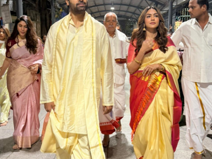 Mrunal Thakur, Adivi Sesh offer prayers at Tirupati Balaji temple ahead of Dacoit release | Mrunal Thakur, Adivi Sesh offer prayers at Tirupati Balaji temple ahead of Dacoit release Mrunal Thakur, Adivi Sesh offer prayers at Tirupati Balaji temple ahead of Dacoit release | Mrunal Thakur, Adivi Sesh offer prayers at Tirupati Balaji temple ahead of Dacoit release