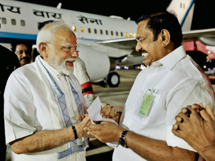 PM Modi arrives in Tiruchirappalli in traditional Tamil attire | PM Modi arrives in Tiruchirappalli in traditional Tamil attire PM Modi arrives in Tiruchirappalli in traditional Tamil attire | PM Modi arrives in Tiruchirappalli in traditional Tamil attire
