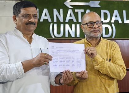 Nitish Kumar files nomination for JD-U national president post; Sanjay Jha submits papers Nitish Kumar files nomination for JD-U national president post; Sanjay Jha submits papers