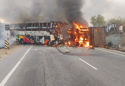 Andhra bus fire: Owner, driver arrested; probe finds driver had no valid licence | Andhra bus fire: Owner, driver arrested; probe finds driver had no valid licence Andhra bus fire: Owner, driver arrested; probe finds driver had no valid licence | Andhra bus fire: Owner, driver arrested; probe finds driver had no valid licence