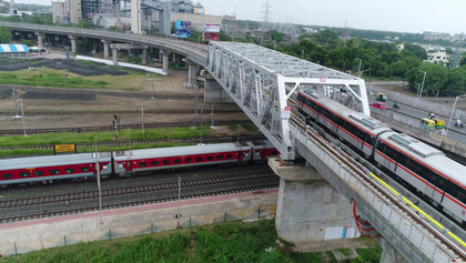 Gujarat: Trial run begins on Surat Metro stretch after completion of 8.5 km viaduct | Gujarat: Trial run begins on Surat Metro stretch after completion of 8.5 km viaduct Gujarat: Trial run begins on Surat Metro stretch after completion of 8.5 km viaduct | Gujarat: Trial run begins on Surat Metro stretch after completion of 8.5 km viaduct