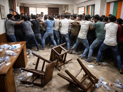 Clashes at Bengal Congress HQ over Rohan Mitra's candidature; workers injured | Clashes at Bengal Congress HQ over Rohan Mitra's candidature; workers injured Clashes at Bengal Congress HQ over Rohan Mitra's candidature; workers injured | Clashes at Bengal Congress HQ over Rohan Mitra's candidature; workers injured