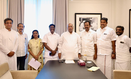 Tamil Nadu voted for change, says Kharge after meeting Congress MLAs | Tamil Nadu voted for change, says Kharge after meeting Congress MLAs Tamil Nadu voted for change, says Kharge after meeting Congress MLAs | Tamil Nadu voted for change, says Kharge after meeting Congress MLAs