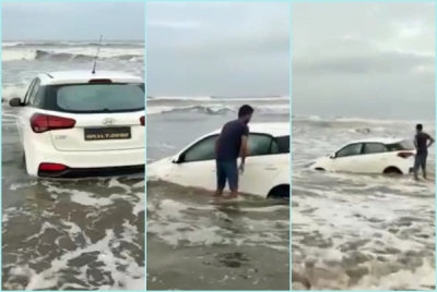 Car found floating off popular Goa beach, driver booked | Car found floating off popular Goa beach, driver booked