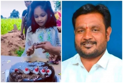 Girl celebrates B'day near father's grave who died of Covid | Girl celebrates B'day near father's grave who died of Covid