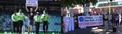 1st ODI: Protesters barge into SCG holding 'No $1B Adani Loan' signs | 1st ODI: Protesters barge into SCG holding 'No $1B Adani Loan' signs