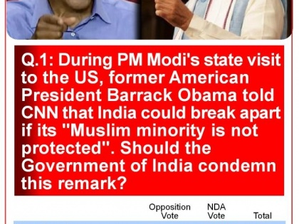 CVoter Survey: Big majority wants Indian government to condemn Barack Obama | CVoter Survey: Big majority wants Indian government to condemn Barack Obama