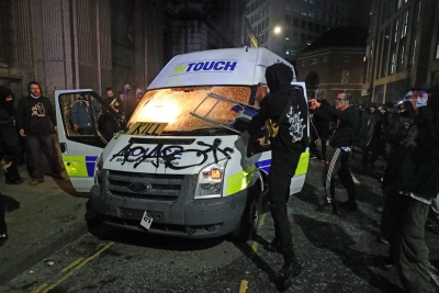 8 arrested over weekend protests in England | 8 arrested over weekend protests in England