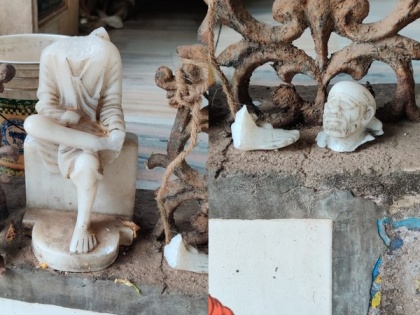 Broken Shirdi Sai Baba idol found in Andhra village temple | Broken Shirdi Sai Baba idol found in Andhra village temple