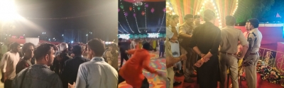 Bouncers at garba event in Surat attacked by Bajrang Dal activists | Bouncers at garba event in Surat attacked by Bajrang Dal activists
