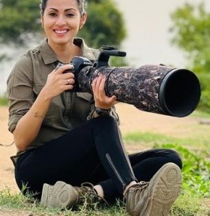 Actress-wildlife photographer Sadaa poses with panther named Shyama | Actress-wildlife photographer Sadaa poses with panther named Shyama