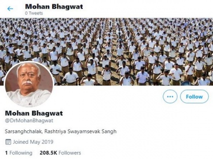 After Vice President's account, Twitter removes verified blue tick from RSS chief Mohan Bhagwat's handle | After Vice President's account, Twitter removes verified blue tick from RSS chief Mohan Bhagwat's handle