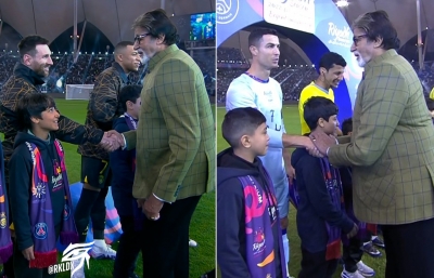Big B meets Ronaldo, Messi before PSG vs Saudi All-Star XI match, netizens go crazy | Big B meets Ronaldo, Messi before PSG vs Saudi All-Star XI match, netizens go crazy