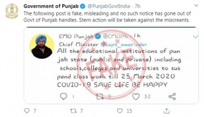 Punjab govt warns against fake posts on coronavirus scare | Punjab govt warns against fake posts on coronavirus scare Punjab govt warns against fake posts on coronavirus scare | Punjab govt warns against fake posts on coronavirus scare