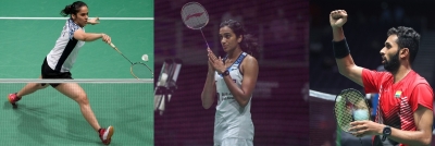 Singapore Open: Sindhu, Prannoy, Saina advance to quarterfinals; Mithun bows out | Singapore Open: Sindhu, Prannoy, Saina advance to quarterfinals; Mithun bows out