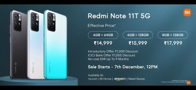 Redmi Note 11T 5G with dual rear cameras, 90Hz display launched | Redmi Note 11T 5G with dual rear cameras, 90Hz display launched