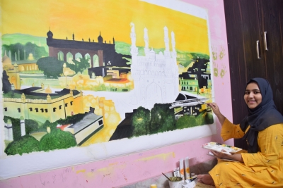 Hyderabadi girl's paintings adorn walls of London restaurant | Hyderabadi girl's paintings adorn walls of London restaurant