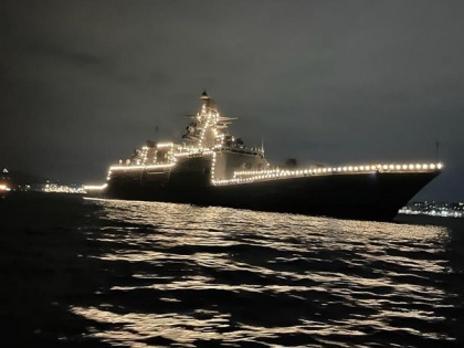 Navy Day: Illuminated Naval ships light up Visakhapatnam coast | Navy Day: Illuminated Naval ships light up Visakhapatnam coast
