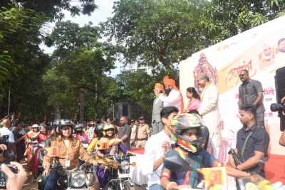 Maha CM kickstarts Chhatrapati coronation celebrations with women bike rally | Maha CM kickstarts Chhatrapati coronation celebrations with women bike rally