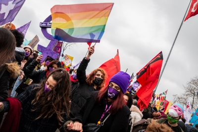 Turkish women defy ban, stage 'Feminist Night March' | Turkish women defy ban, stage 'Feminist Night March'