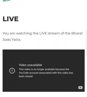 Cong's Bharat Jodo Yatra YouTube channel faces glitch on first day | Cong's Bharat Jodo Yatra YouTube channel faces glitch on first day