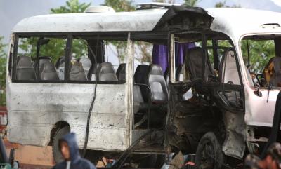 6 killed after roadside bomb hits bus in Kabul | 6 killed after roadside bomb hits bus in Kabul