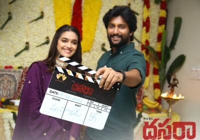 Nani, Keerthy Suresh's upcoming movie 'Dasara' launched formally | Nani, Keerthy Suresh's upcoming movie 'Dasara' launched formally