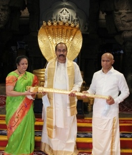 Hyderabad bizman donates Rs 1 cr gold sword to Tirupati deity | Hyderabad bizman donates Rs 1 cr gold sword to Tirupati deity