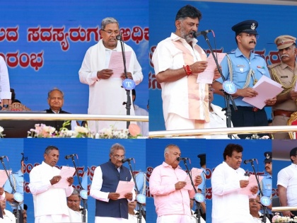 27 oppn leaders attend K'taka CM Siddaramaiah's oath ceremony in B'luru | 27 oppn leaders attend K'taka CM Siddaramaiah's oath ceremony in B'luru