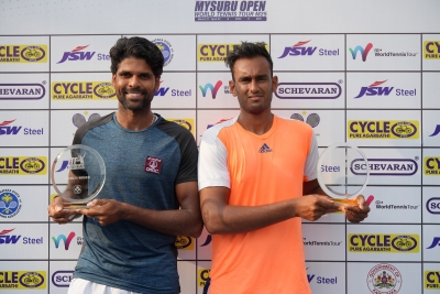 ITF Mysuru Open 2023: Mukund Sasikumar-Vishnu Vardhan pair bags doubles title | ITF Mysuru Open 2023: Mukund Sasikumar-Vishnu Vardhan pair bags doubles title