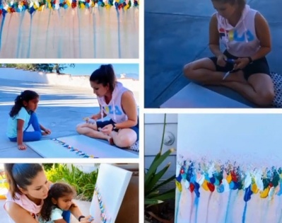Sunny Leone, children indulge in painting | Sunny Leone, children indulge in painting