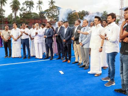 Tamil Nadu CM Stalin inaugurates Carbon zero turf for Asian Champions Trophy | Tamil Nadu CM Stalin inaugurates Carbon zero turf for Asian Champions Trophy Tamil Nadu CM Stalin inaugurates Carbon zero turf for Asian Champions Trophy | Tamil Nadu CM Stalin inaugurates Carbon zero turf for Asian Champions Trophy