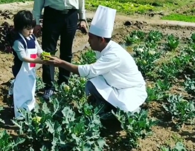 Taimur Ali Khan picks organic veggies at a farm | Taimur Ali Khan picks organic veggies at a farm Taimur Ali Khan picks organic veggies at a farm | Taimur Ali Khan picks organic veggies at a farm