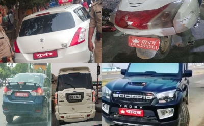 First vehicle gets fined in UP for displaying caste identity | First vehicle gets fined in UP for displaying caste identity