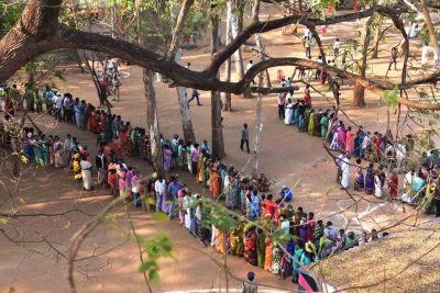 Polling underway in AP's Badvel constituency | Polling underway in AP's Badvel constituency