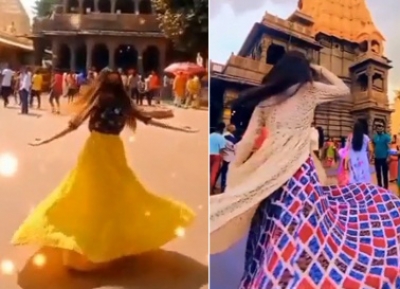 Women dancing to Bollywood songs at Mahakal temple sparks row | Women dancing to Bollywood songs at Mahakal temple sparks row