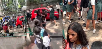 B'luru girl students' indulge in street fight, video goes viral | B'luru girl students' indulge in street fight, video goes viral
